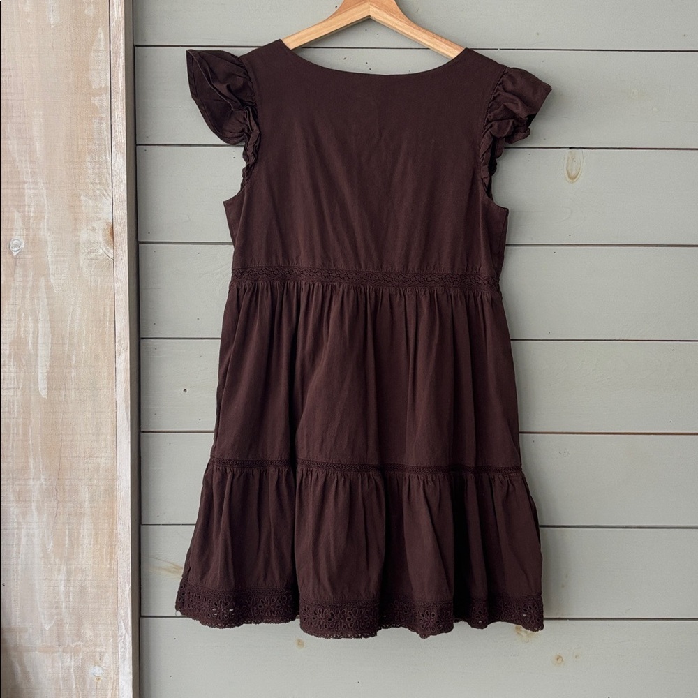 🤎 GAP Teen Babydoll Dress | Chocolate Brown | Size 14–16 - Picture 7 of 9